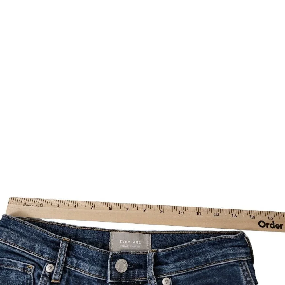 Everlane The Cheeky Bootcut Jeans‎ 27 Blue High-Rise Raw Hem Boho Stretch